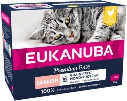 EUKANUBA 12x85g Eukanuba Grain Free Senior nedves macskatáp - csirke