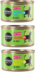 Cosma 24x85g Cosma Original Kitten nedves macskaeledel kiscicáknak- mix (8x tonhal, 8x csirke, 8x lazac)