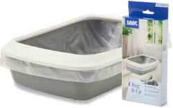 SAVIC Induló szett: világosszürke / fehér Savic Iriz 50 cm-es peremes alomtálc + Bag it Up Large alomalátét 12 db