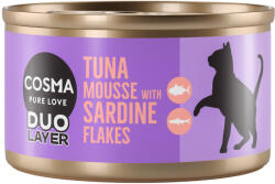 Cosma 24x70g Cosma Duo Layer tonhalpástétom szardíniadarabkákkal nedves macskatáp
