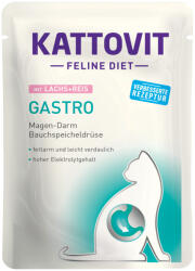 KATTOVIT 6x85g Kattovit Gastro tasakos nedves macskatáp-lazac & rizs