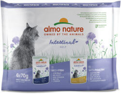 Almo Nature 12x70g Almo Nature Functional Intestinal Help nedves macskatáp-Mix: 6 x szárnyas+6 x hal