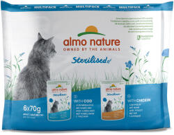 Almo Nature 12x70g Almo Nature Functional Sterilised nedves macskatáp 6 x 70 g csirke + 6 x 70 g tőkehal