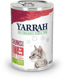 Yarrah 24x405g Yarrah falatkák szószban Bio csirke, bio marha, bio csalán & bio paradicsom nedves macskatáp