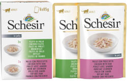 Schesir 6x85g Schesir Mix: csirkefilé + csirkefilé & sonka nedves macskatáp
