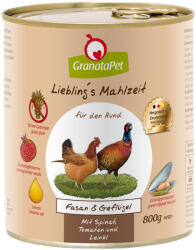 GranataPet 12x800g Liebling´s Mahlzeit nedves kutyatáp-Fácán & szárnyas, spenót, paradicsom & lenolaj
