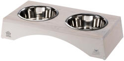 Ferplast Ferplast Legno dupla etetőtál fa tartókerettel kutyáknak, macskáknak 2 x 1, 2 l, H 49, 5 x Sz 23 x M 9, 6 cm