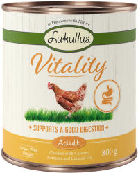 Lukullus 24x800g Lukullus Vitality Emésztés: csirke (gabonamentes) nedves kutyatáp