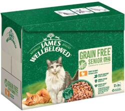 James Wellbeloved 12x85g James Wellbeloved Grain Free Senior Cat Hypoallergenic pulyka nedves macskatáp
