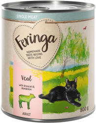 Feringa 6x800g Feringa Single Meat Menü Borjú, brokkoli & pitypang nedves macskatáp