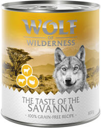 Wolf of Wilderness 24x800g Wolf of Wilderness Adult 'Triple Taste' The Savanna - pulyka, marha, kecske nedves kutyatáp
