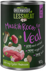 Greenwoods 6x400g Greenwoods Less Meat Mushrooms laskagomba borjú nedves kutyatáp 5+1 ingyen