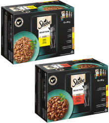 Sheba 96x85g Sheba variációk tasakos nedves macskatáp- Selection szószban + szárnyas szószban vegyesen