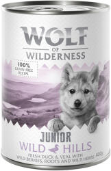 Wolf of Wilderness 6x400g Wolf of Wilderness JUNIOR nedves kutyatáp - Wild Hills Junior - kacsa & borjú