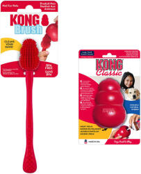KONG KONG Classic L (10 cm) + KONG tisztítókefe kutyajáték