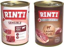 RINTI RINTI Sensible gazdaságos csomag 24 x 400 g - Mix 2: bárány + marha & rizs