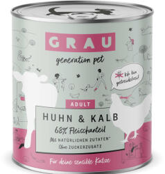 Grau 6x800g GRAU Adult csirke & borjú gabonamentes nedves macskatáp