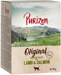 Purizon 6x70g Purizon Adult Csirkefilé, bárány & lazac gabonamentes nedves macskatáp - zooplus - 2 072 Ft