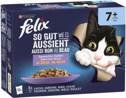 FELIX 48x85g Felix Fantastic Senior csirke, marha, lazac, szardínia nedves macskatáp