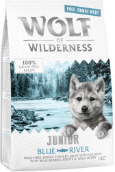 Wolf of Wilderness 1kg Wolf of Wilderness Junior "Blue River" - szabad tartású csirke & lazac száraz kutyatáp