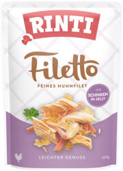 RINTI 24x100g RINTI Filetto Pouch in Jelly kutyasnack - Csirke sonkával