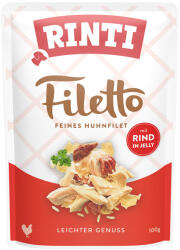 RINTI 24x100g RINTI Filetto Pouch in Jelly kutyasnack - Csirke marhával