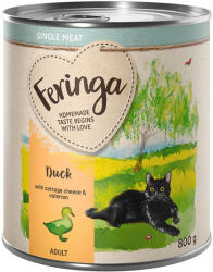 Feringa 12x800g Feringa Single Meat Menü Kacsa, túró & macskagyökér nedves macskatáp