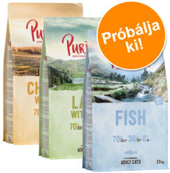 Purizon 3x2, 5kg Purizon száraz macskatáp-2x Sterilised (csirke & hal + hal) + 1x Single Meast lazac