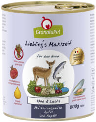 GranataPet 12x800g Liebling´s Mahlzeit nedves kutyatáp-Vad & lazac, zöldséggyökér, édeskömény, alma & repceolaj