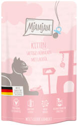 MjAMjAM 12x125g MjAMjAM Quetschie Kitten nedves macskaeledel - Szaftos csirke lazacolajjal
