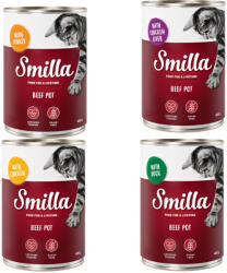 Smilla 6x400g Smilla nedves macskatáp marhatál-Vegyes csomag (2x csirke, 2x kacsa, 1x csirkemáj, 1x pulyka)