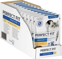 Perfect Fit 12x85g Perfect Fit Indoor 1+ csirke & borsó nedves macskatáp