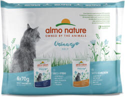 Almo Nature 6x70g Almo Nature Holistic Urinary Help nedves macskatáp- Mix: 3 x hal+ 3 x csirke