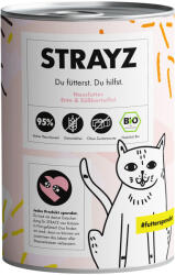 STRAYZ 24x 400g-os STRAYZ BIO bio kacsa és bio édesburgonya nedves macskaeledel konzerv 24x 400g-os STRAYZ BIO konzerv bio kacsa és bio édesburgonyával