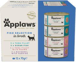 Applaws 12x70g Applaws Adult halválogatás hallében nedves macskatáp