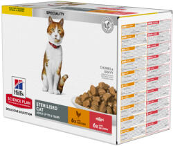 Hill's Science Plan 12x85g Hill's Science Plan Adult Sterilised nedves macskatáp- Csirke & lazac