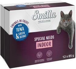 Smilla 12x85g Smilla Indoor falatok zöldséggel tonhal & zöldbab nedves macskatáp