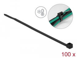 Delock Kábelkötöző ellenáll a hideg hőmérsékletnek hossza 100 x szélessége 2, 5 mm, 100 db. Fekete (19186) (19186)