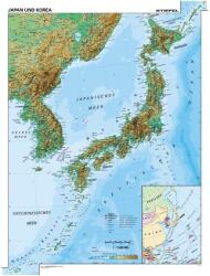  Japán és Korea, domborzati (angol v. német) -115*160 cm-laminált, faléces