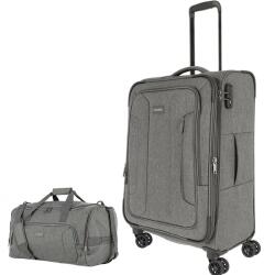 Travelite BOJA 2 db-os, bővíthető közepes bőrönd és utazótáska szett -szürke