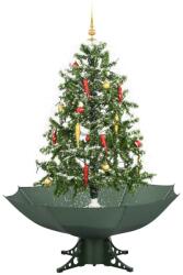 vidaXL Brad cu ninsoare și umbrelă 140 cm verde (284333)