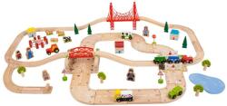 Bigjigs Toys Circuit auto si feroviar (80 piese) (EDUC-BJT021) Trenulet