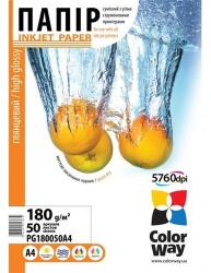 COLORWAY Fotópapír, magasfényű (high glossy), 180 g/m2, A4, 50 lap - kontaktor