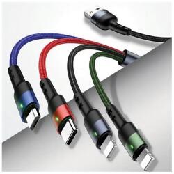 USAMS SJ317USB01 1, 2m USB - 2xLightning/Type-C/microUSB fekete adat- és töltőkábel (SJ317USB01)