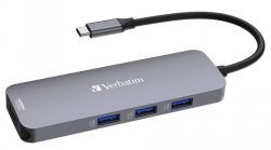Verbatim CMH-08 USB Type-C 3.2 Gen1 multiport adapter, 2x HDMI, 3x USB-A, SD-microSD, USB-C PD 100W (32151) (32151)