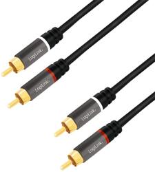 LogiLink CA1201 Audiokábel, 2x RCA/M - 2x RCA/M, fém, 0, 5 m (CA1201)