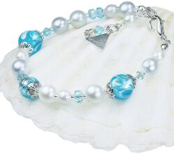 Lampglas Elegáns nyaklánc Blue Lace s Lampglas gyönggyel és tiszta ezüsttel BP4