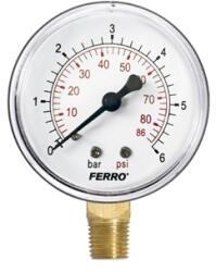 Ferro manométer 63 mm 6 bar alsó csatlakozás 1/4 (M6306R)