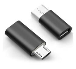 Gigapack Adapter (microUSB aljzat - Type-C, adatátvitel és töltés) FEKETE