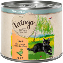 Feringa 12x200g Feringa Single Meat Menü Kacsa, túró & macskagyökér nedves macskatáp